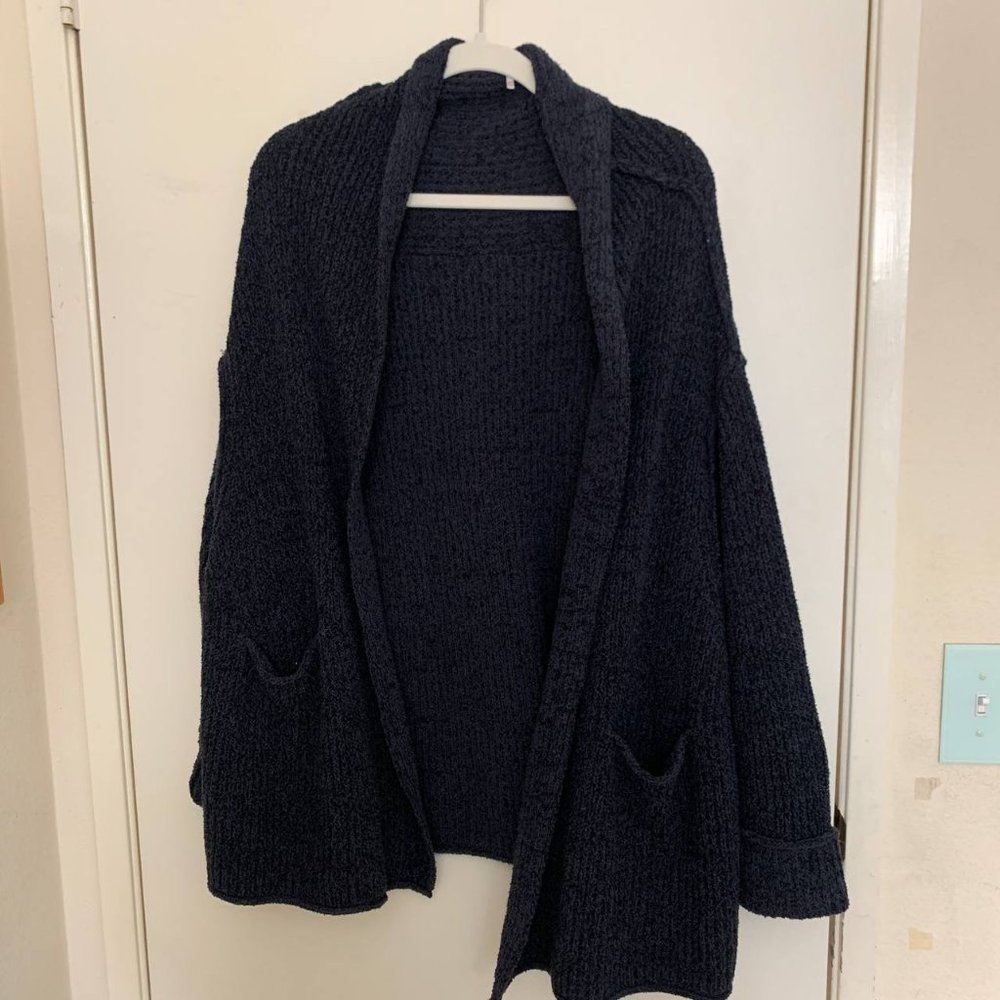 Free People Chunky Knitted Cardigan Size XS/S Oversized Navy Blue